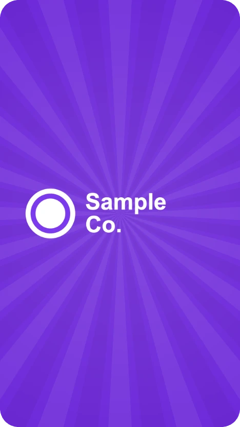Example of a sponsored machine's screen, showing a placeholder logo and brand colour